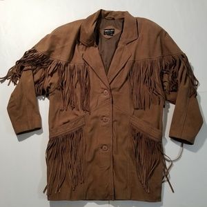 Pelle Suede Fringed Cowboy Western Jacket SZ Small